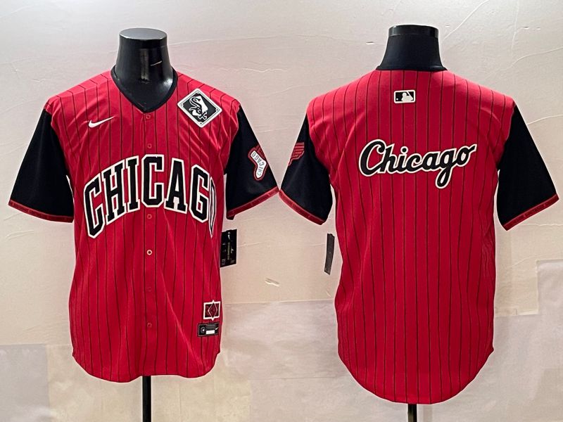 Men Chicago White Sox Blank Red Stripe Joint Name 2025 Nike MLB Jersey style 7->chicago white sox->MLB Jersey